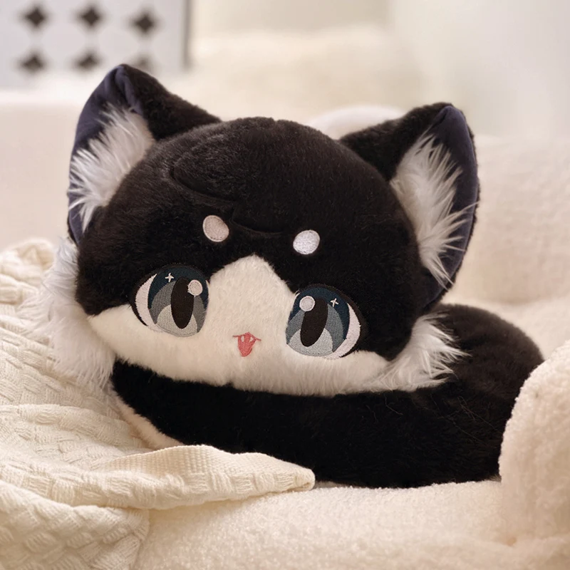 14/50/80/120cm White green black cute cat head and snake tail combined plush toy cushion and cushion for children's  gift