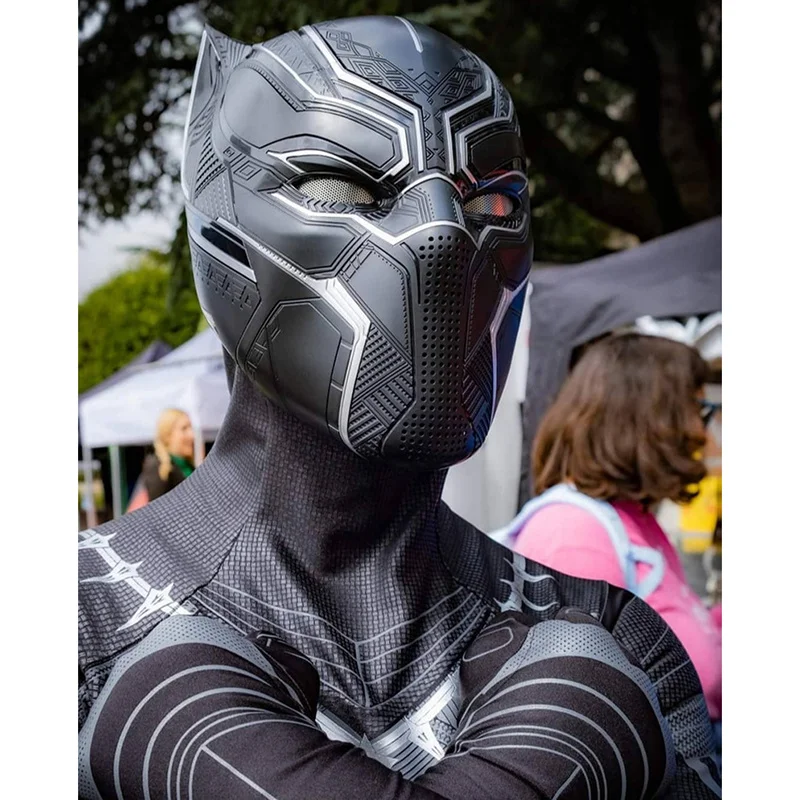 

New Marvel Black Panther Cosplay Mask Helmet Head Cover Wearable Mask Cos Bluetooth Speaker Base Figure Model Birthday Gift Toys