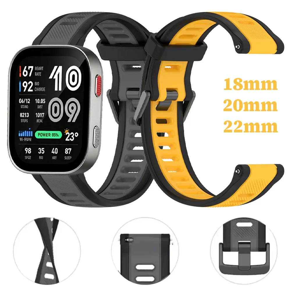 18mm 20mm 22mm Silicone Strap For Amazfit Bip Max 6 5 Balance 3 2 1 Amazfit Active Max 3 2 Helio Replaceable Bracelet Wristband