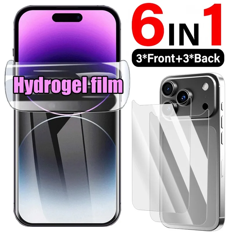 Upgraded for IPhone 17 Pro 17 Hydrogel Film HD Smooth Touch Sensitive Front Back Screen Protectors for Iphone 17 Pro Max 17air