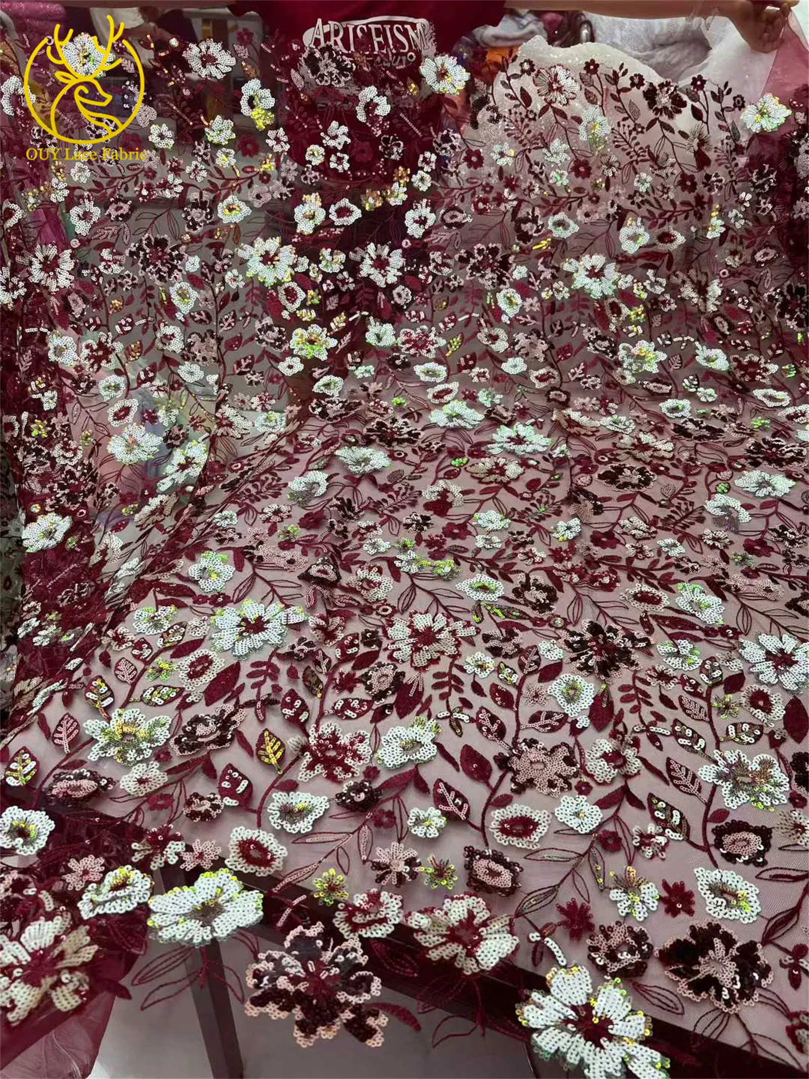 Tecido de renda de lantejoulas bordado 5 jardas 2025 mais recente estilo nigeriano frisado tule de noiva renda festa de casamento tecido material de costura