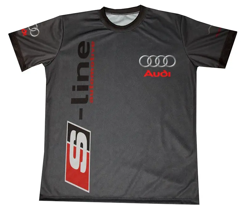 Novedad de verano, camiseta de manga corta con estampado 3D de Audi quattro para hombre, camiseta informal fresca transpirable de secado rápido para MOTO
