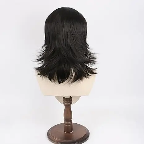 Makomo คอสเพลย์วิกผม Demon Slayer อะนิเมะ Kimetsu ไม่มี Yaiba ผู้ชายขนสั้นสีดําสําหรับผู้ใหญ่ Cos ปาร์ตี้ฮาโลวีน