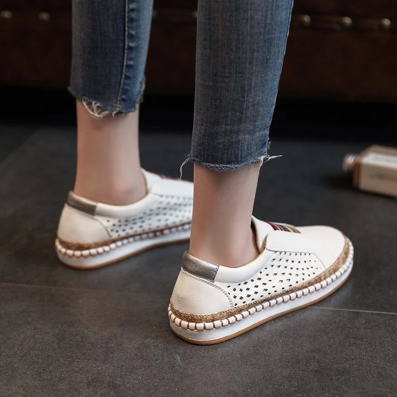 New Women's Sneakers Autumn Vulcanized Shoes Hollow Out Casual  Ladies Shoes Slip on Fashion Elastic Breathable Female Footwear