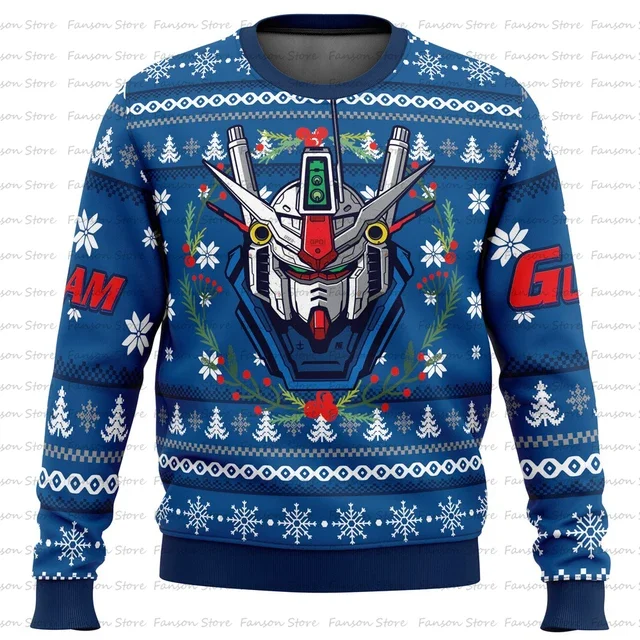 Rx 78 gundam suéter feio de natal desenho animado japão anime masculino feminino pulôver tops 2025 primavera outono casal moletom com capuz