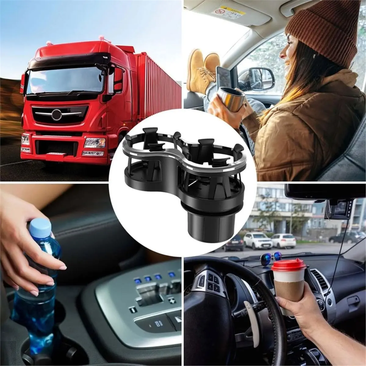 【TODAY-BUY】~@ Automotive Cup Holder with Large Capacity Bottle Organizer, Adjustable Mounting Base for Cars RVs Trucks