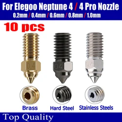 For Elegoo Neptune pro 4 Nozzle For ELEGOO Neptune 4 Nozzles Hardened Stainless Steel Brass High Speed Nozzle 0.2 0.4 0.6 0.8mm