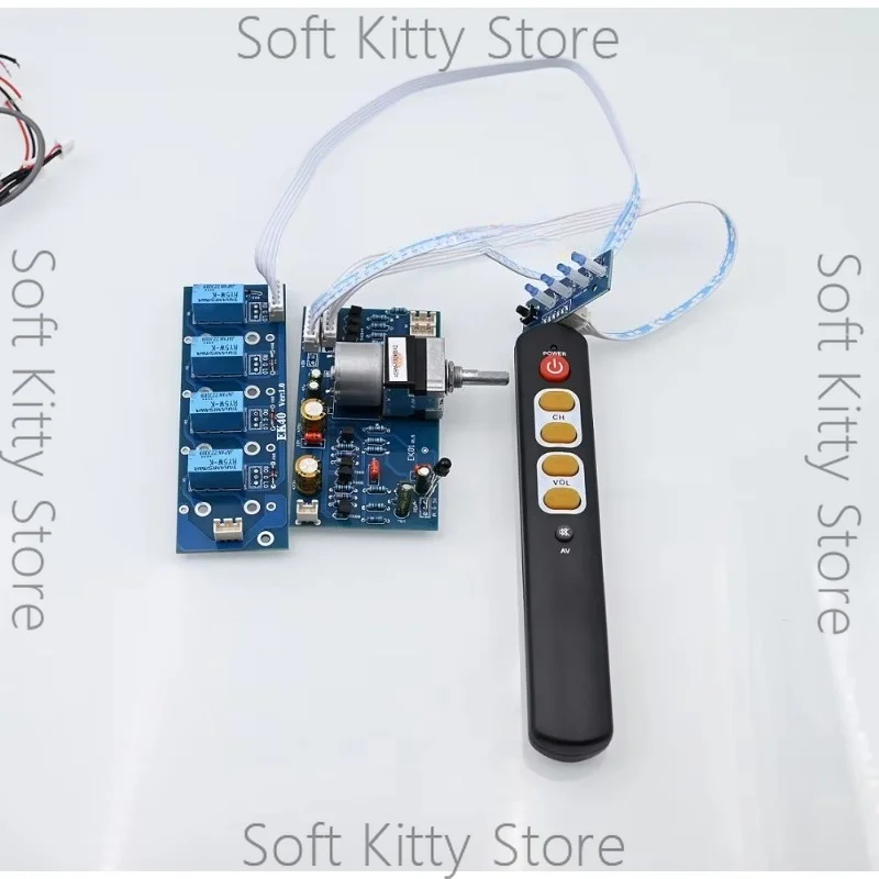Remote Preamp Volume Control Board 4 Ways Audio Input Signal Selector Switching + Mute For HIFI Amplifier Board Upgrade