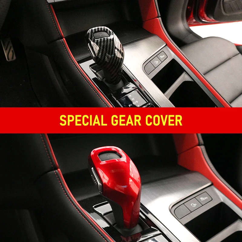 Carbon Fiber Car Interior Gear Shift Knob Head Cover Trim Auto Interior Decoration for MG5 MG6 MG ZS HS 2020 2021 Accessories