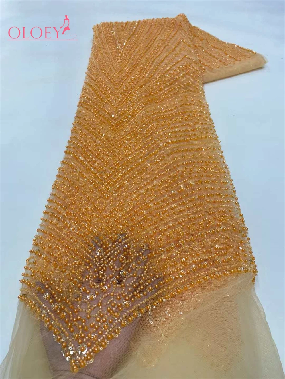 

New High-End Luxury French Embroidery Heavy Groom Lace Fabric African Nigerian With Sequins Fabric For Wedding