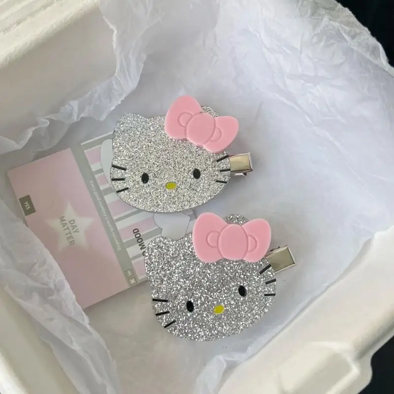 Hello Kitty Sanrio boneka lucu kartun lucu lucu boneka berkilau Kt Y2K klip rambut mainan Anime mewah untuk anak perempuan mainan anak-anak hadiah ulang tahun