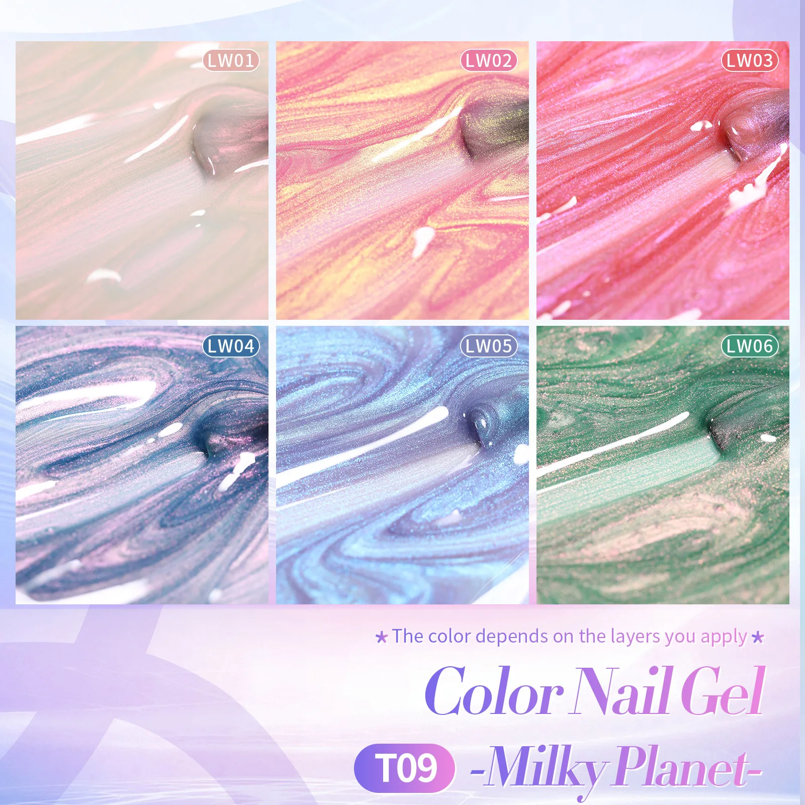 BORN PRETTY 6-teiliges Auroras Thread Shell Gel Nagellack-Set 7ML Weiße Perlentextur Semi-Permanenter Soak-Off Nagelkunst-Gel-Lack – Detail 7
