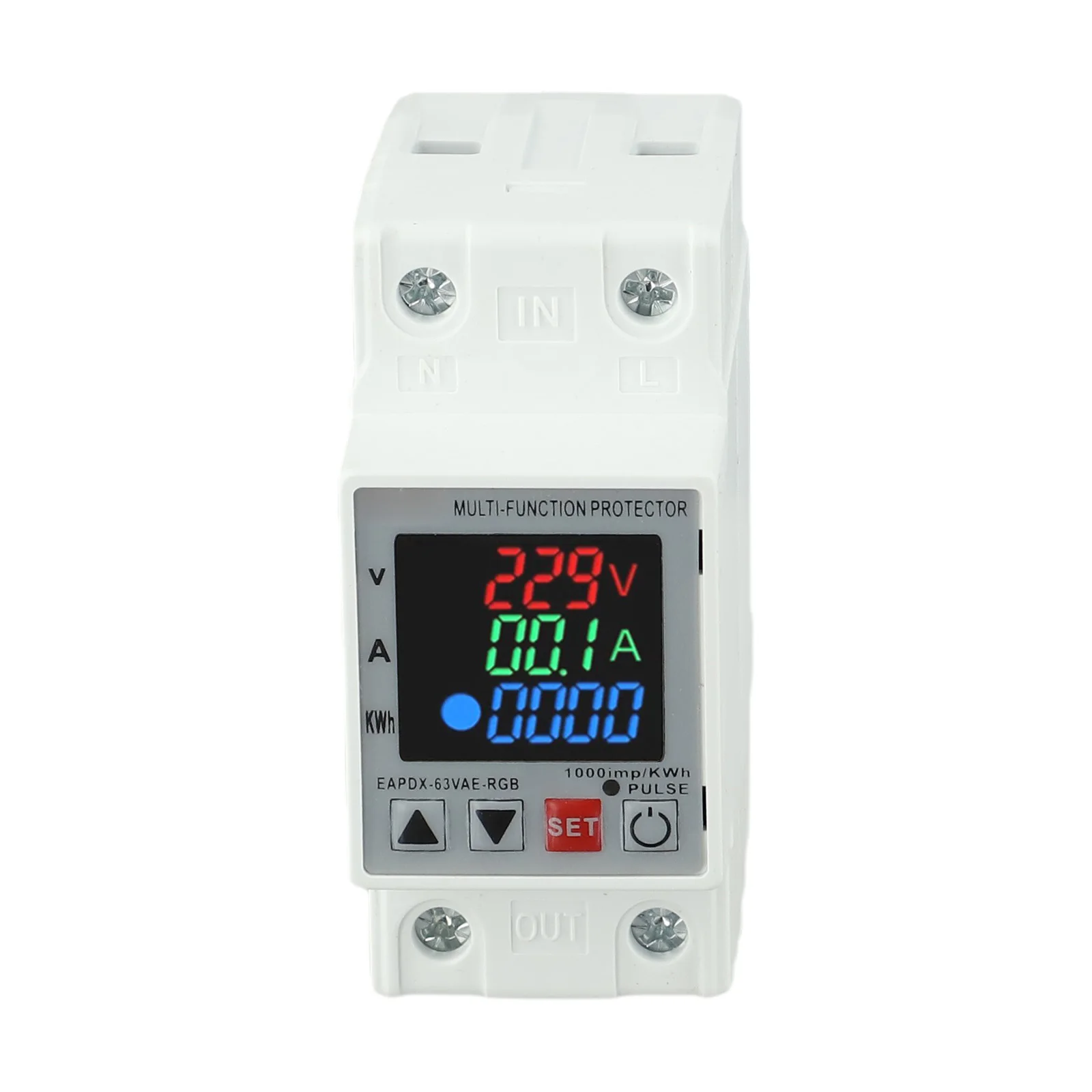 3in1 Protector Relay Display Din Rail Adjustable Over Voltage Current Protective Device 63A 230V PC Flame Retardant Electrical