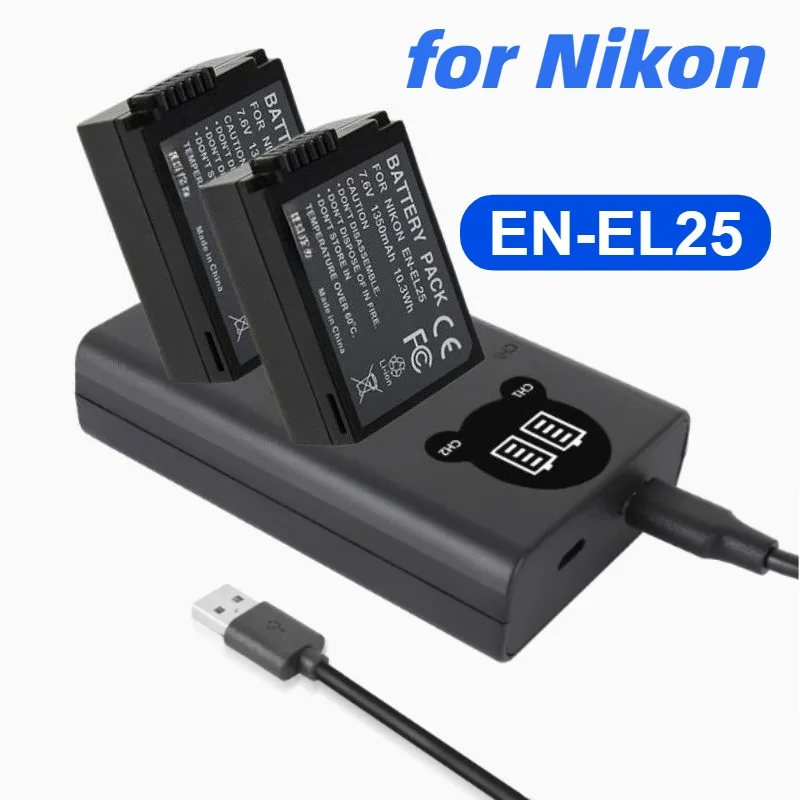 EN-EL25 ENEL25 1880mAh Rechargeable Li-ion Battery with LED Charger for Nikon Z30 Z50 ZFC Z 50 Z FC