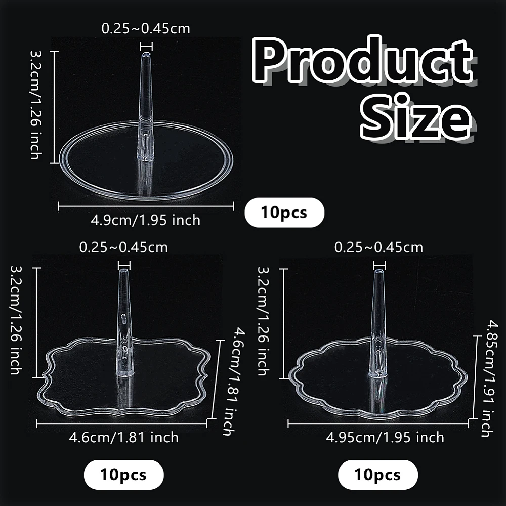 30 Packs 3 Styles Crochet Stand Plastic Miniature Display Stand Crochet Emotional Support Stands Transparent Holder