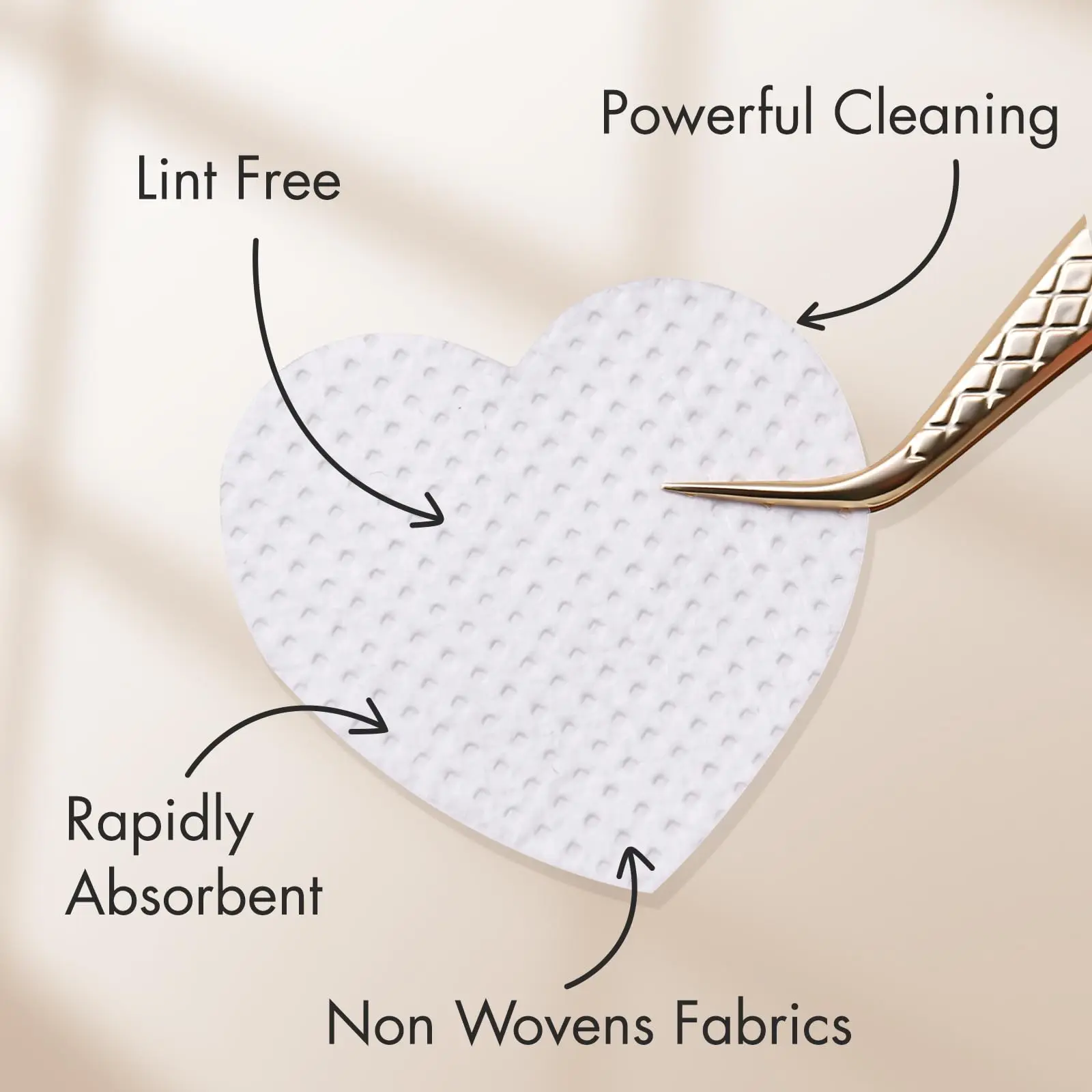 200Pcs Lint-Free Nail Wipes Eyelash Extension Glue Cleaner Cloth Non-Woven Fabric Nail Gel Remover Cotton Pad for Salon & Home U
