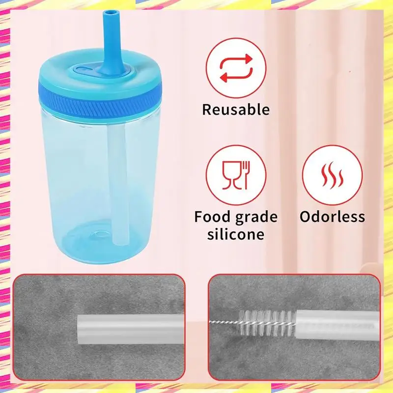 ABJJ Replacement Straws And Bite Valve For Zak Designs Kelso 15 Oz Water Bottle, Reusable Straws Cup Replacement Straws