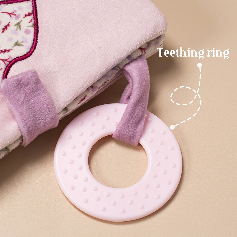 كتب قماشية كرتونية للأطفال مع حلقات تسنين لعبة حسية للتعلم المبكر للرضع لعبة كتاب الأنشطة التفاعلية هدايا لحديثي الولادة