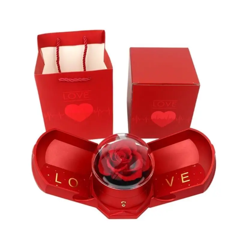A52E Elegant Forever Flower Necklace Case Unique Flower Gift Box Sturdy Necklace Packaging Holder for Girlfriend's Birthday