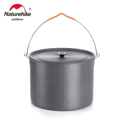 Naturehike 4L 6L 10L Camping Hanging Pot Outdoor Aluminium Hanging Cookware Tableware 4-8 Person Picnic Cooking Tourism Tripod
