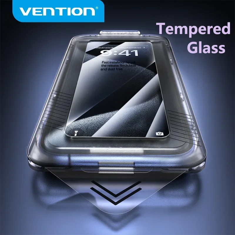 Защитная пленка из закаленного стекла Vention без пыли HD с инструментом для iPhone 16, 15 Pro Max Plus, защитная пленка из закаленного стекла
