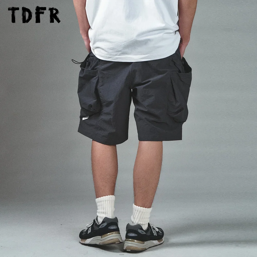 Pocket Cargo Shorts Mens with Belt Safari Style Summer Solid Color Knee-length Wide Leg Shorts Men