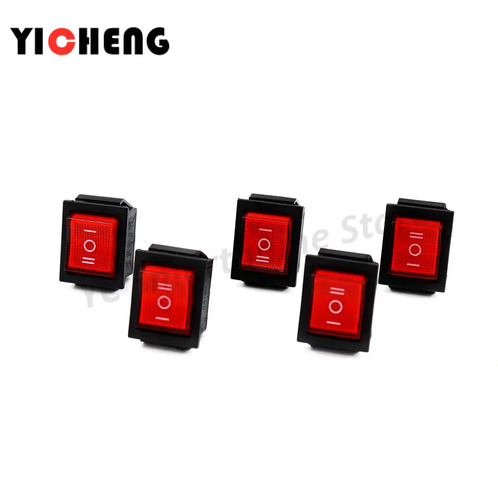 5Pcs KCD2 12V/220V Schakelaar KCD4 Boot-Vormige Rocker Knop Op-Off-op 6pin Met Licht