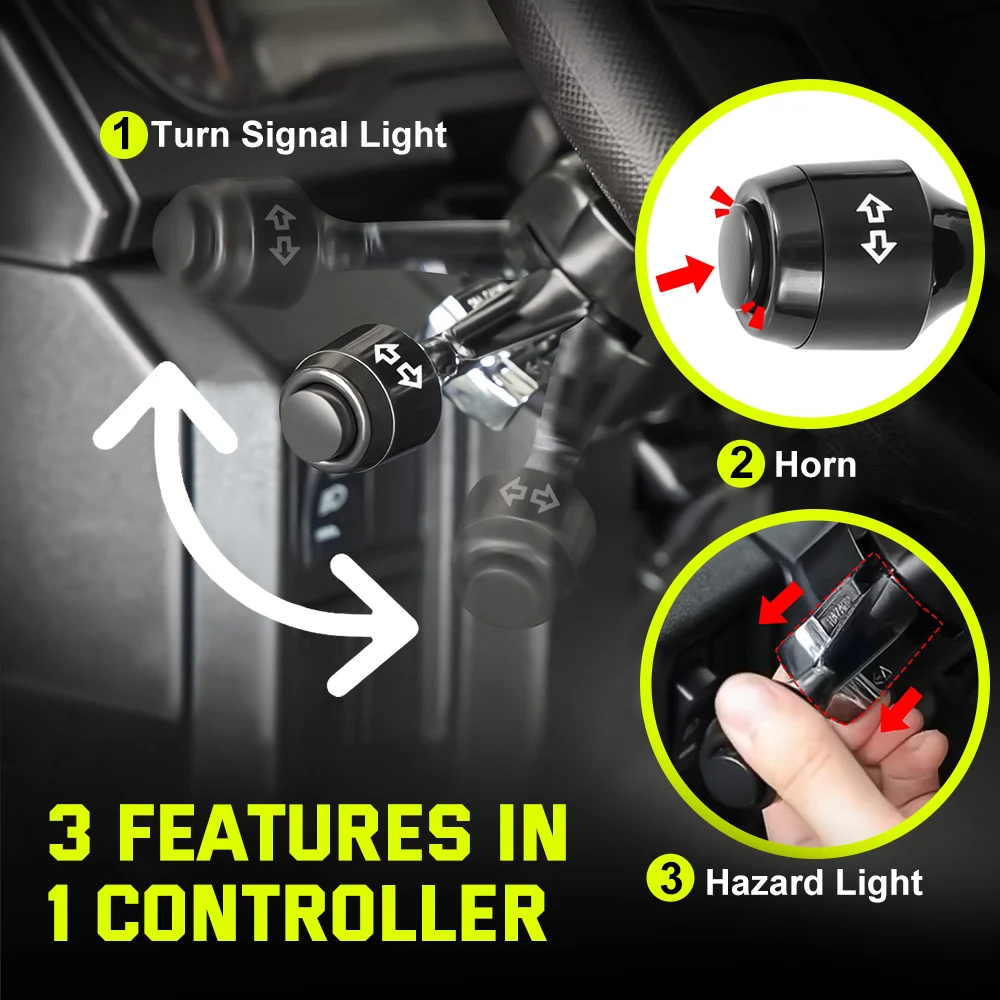 For Polaris Ranger XP General UTV Turn Signal Kit W/110D Horn Triangle Flowing Street Legal ATV Blinker Kits Column Lever Switch