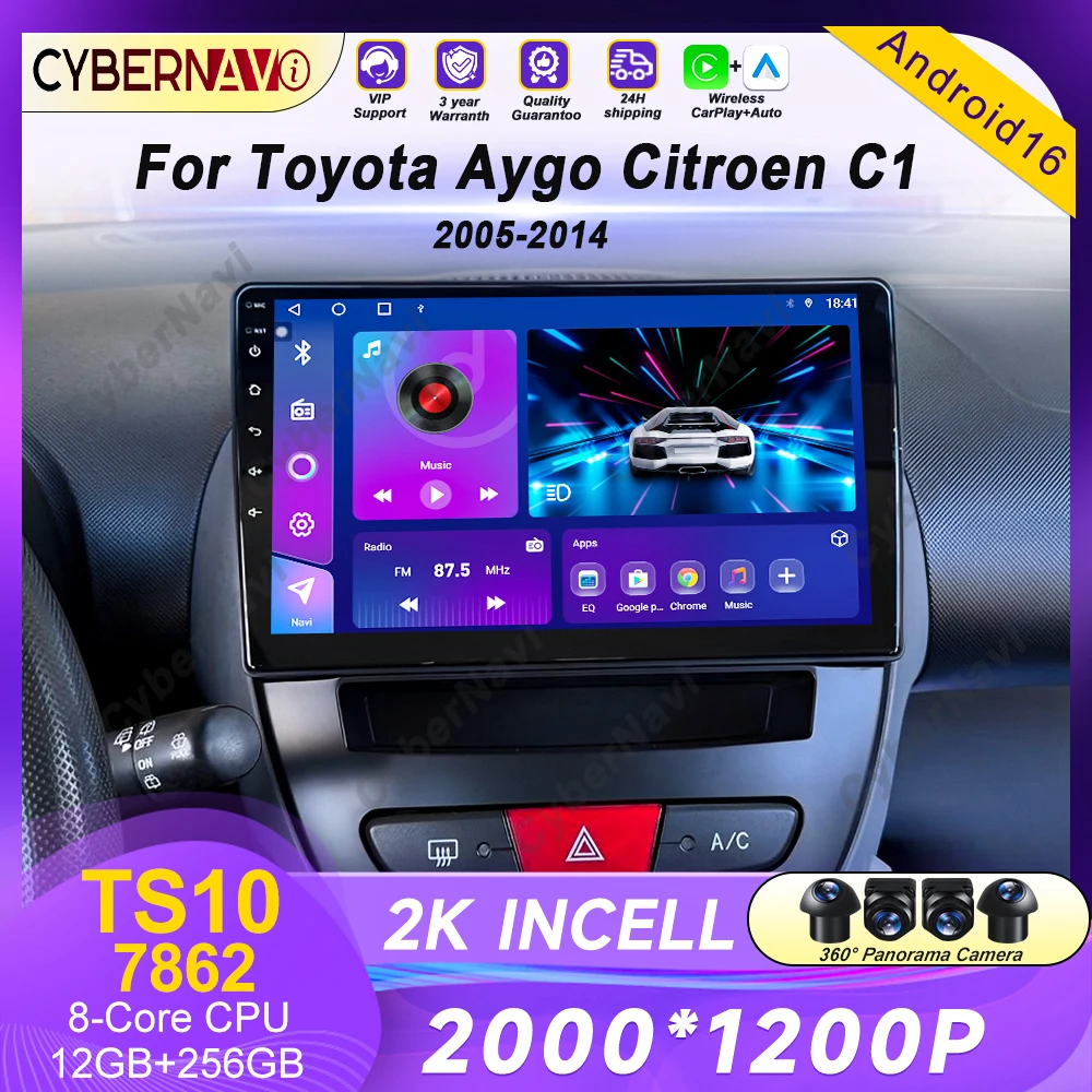 Car Radio Android For Peugeot 107 Toyota Aygo Citroen C1 2005-2014 Carplay Multimedia Stereo Auto Audio Player Navigation GPS