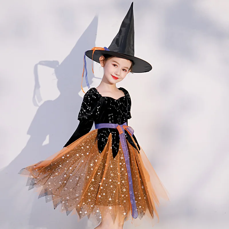 

Children's Witch Dressing Performance Costume 2025 Halloween Costume Children's Cosplay Anime Role-playing