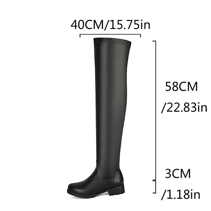 ORCHA LISA أحذية أنيقة جديدة تصميم الجانب سستة تمديد حجم الخريف قوارب النساء الفخذ أحذية عالية جولة تو كتلة كعب عادية