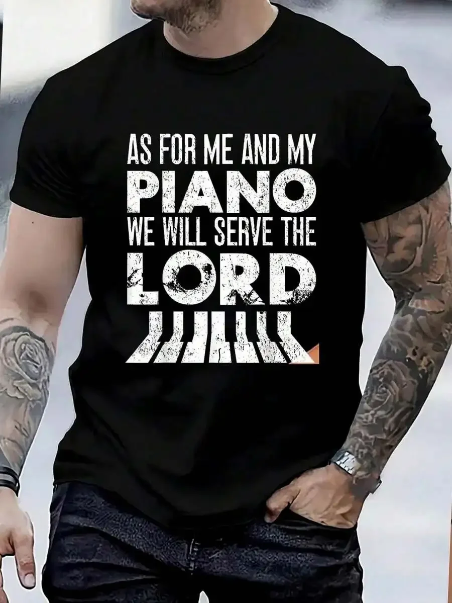 100% Cotton Piano Teacher Pianist Faith Christian Keyboard As For T-Shirt Women's Men's Graphic Tee Causal Tops Fashion Tshirt S