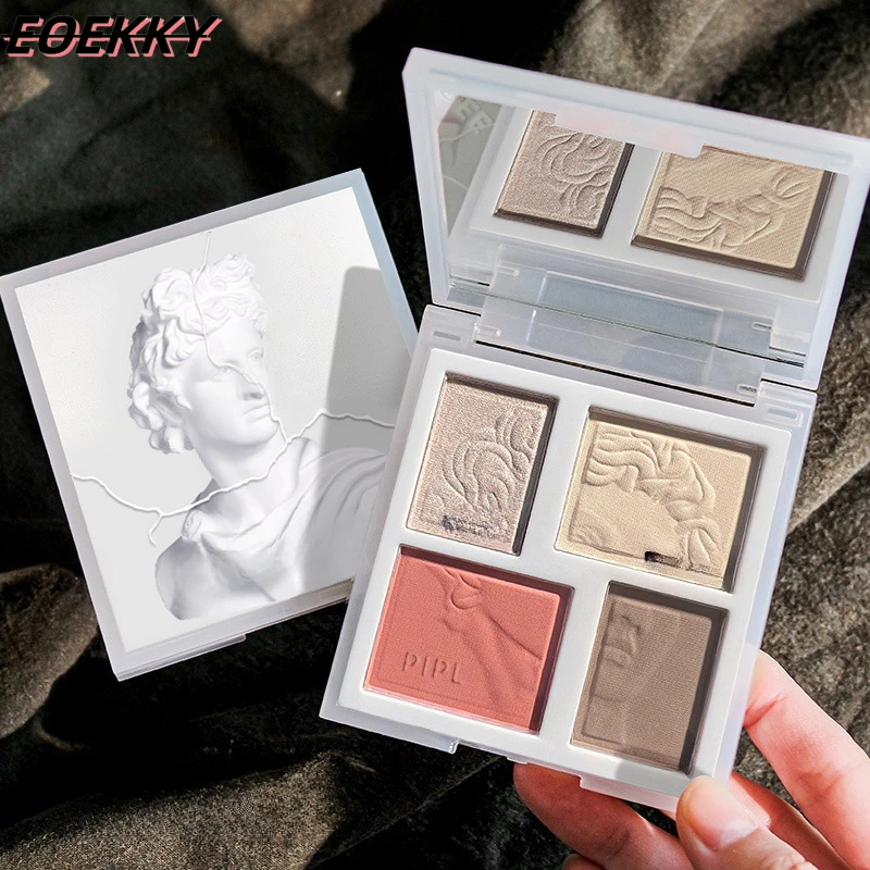 EOEKKY- Can 4 color highlights and contour face bronzer face makeup combination palette - Blush palette Korean cosmetics