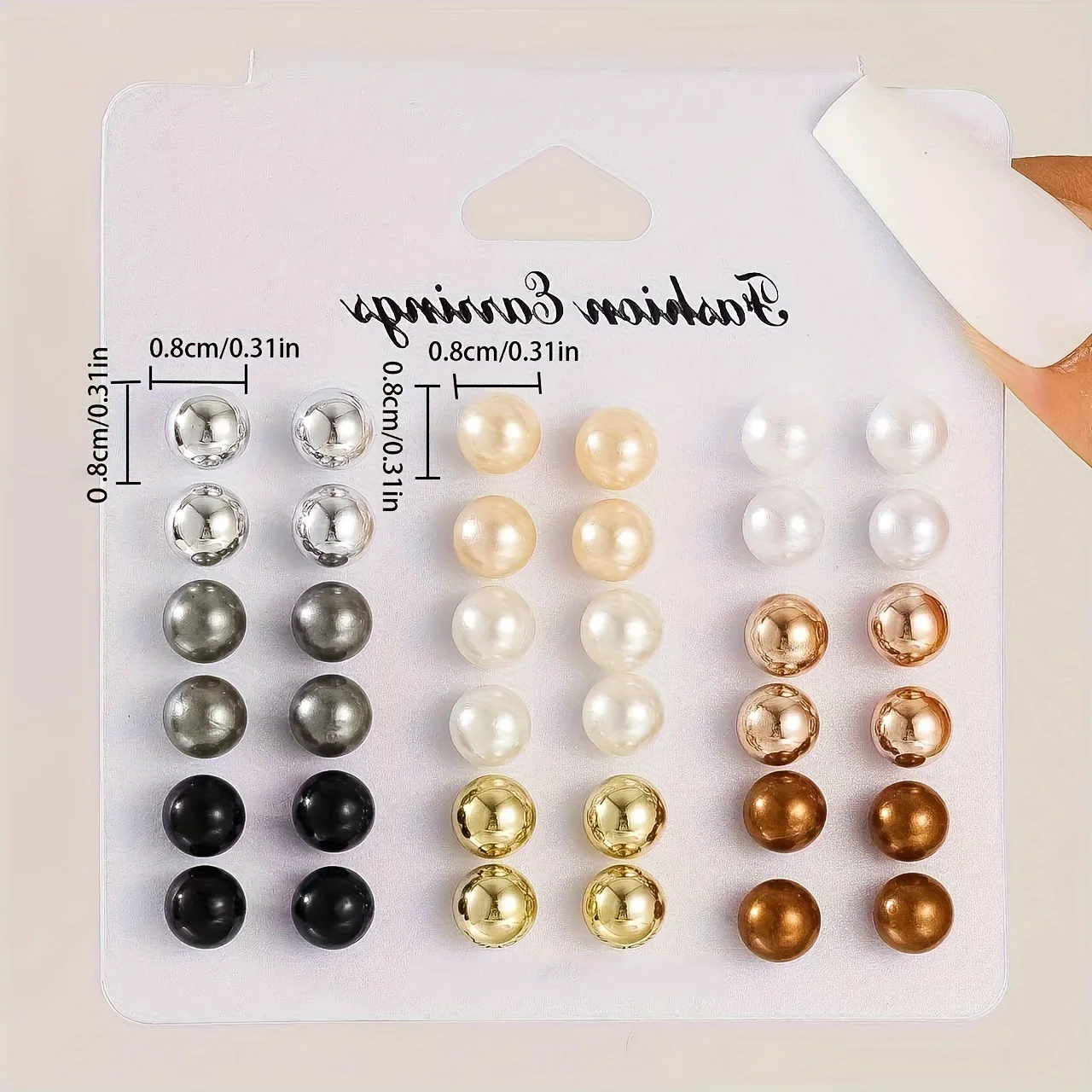 18 Pairs Elegant Multi-color Imitation Pearl Stud Earrings Korean Charm Ball Bead Earrings Women Trend Party Wedding Jewelry Set