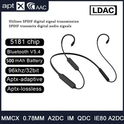 LDAC QCC5171 QCC5181 APT-X Adaptive HiFi Cable 0.78 /MMCX UE/QDC A2DC IE900 500mAh Wireless Bluetooth 5.1 Battery Audio Cable