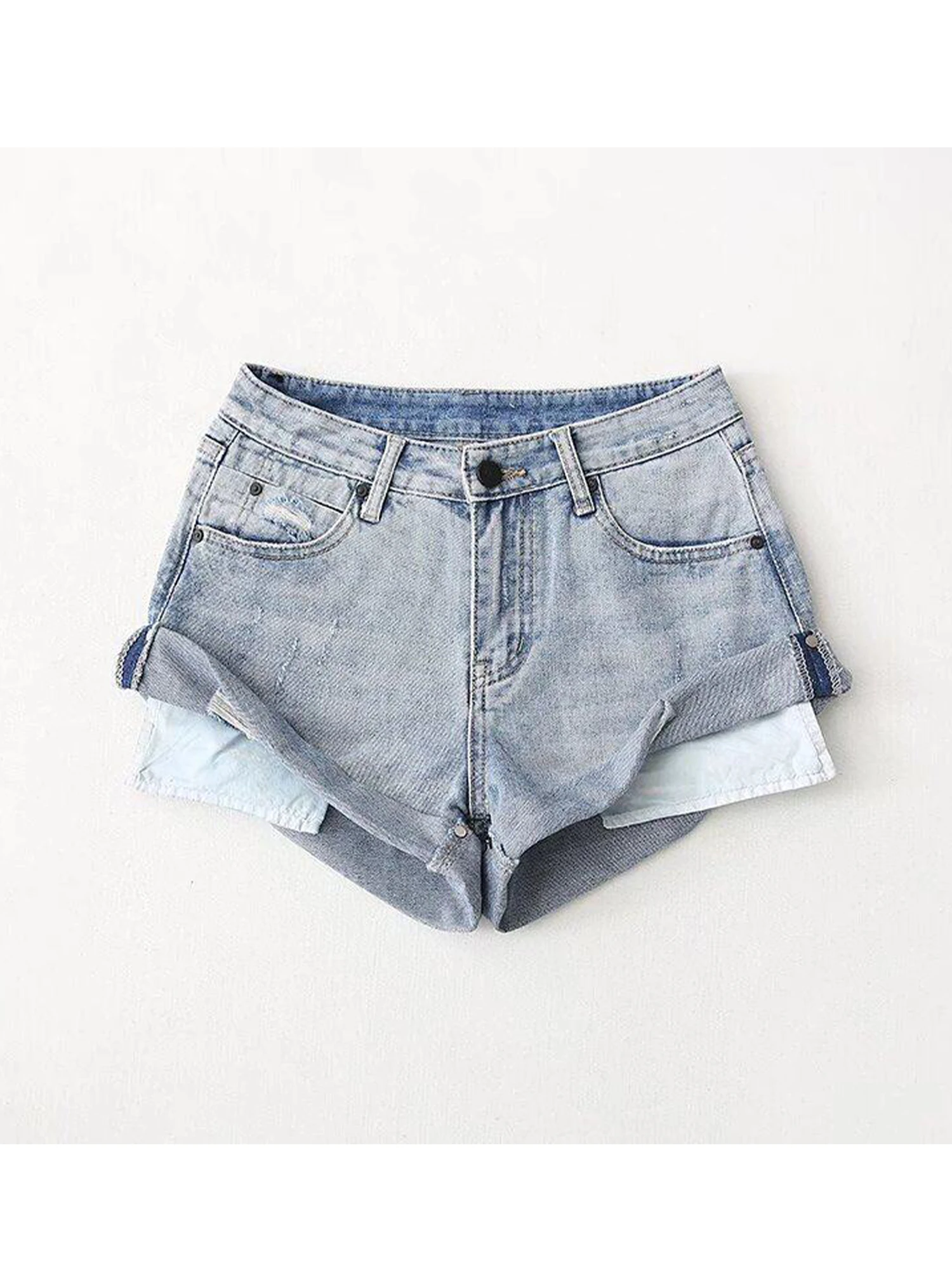 Women's Blue Jeans Shorts Ripped Denim Shorts High Waist Mini Hot Cowboy Pants Y2k Gyaru Vintage Beach Jeans Micro Shorts Summer