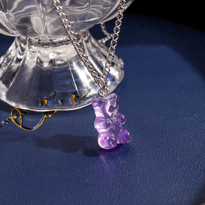 Modische Bonbonfarben-Gummibärchen-Halskette für Frauen und Mädchen, Party, Festival, Schmuck, Geschenke – Detail 8