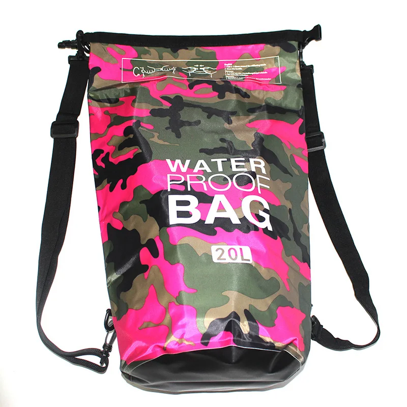 Travel Camouflage Polyester Waterproof Bag Shoulder Waterproof Bucket Lightweight Drifting Swimming Storage Bag Backpack