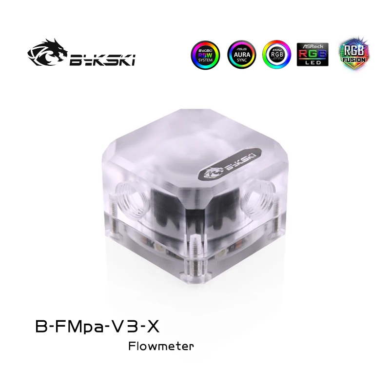 Bykski Frosted Water Flow Meter,Flowing Monitoring For Computer Water Cooling,RGB/ARGB SYNC,B-FMpa-V3-X