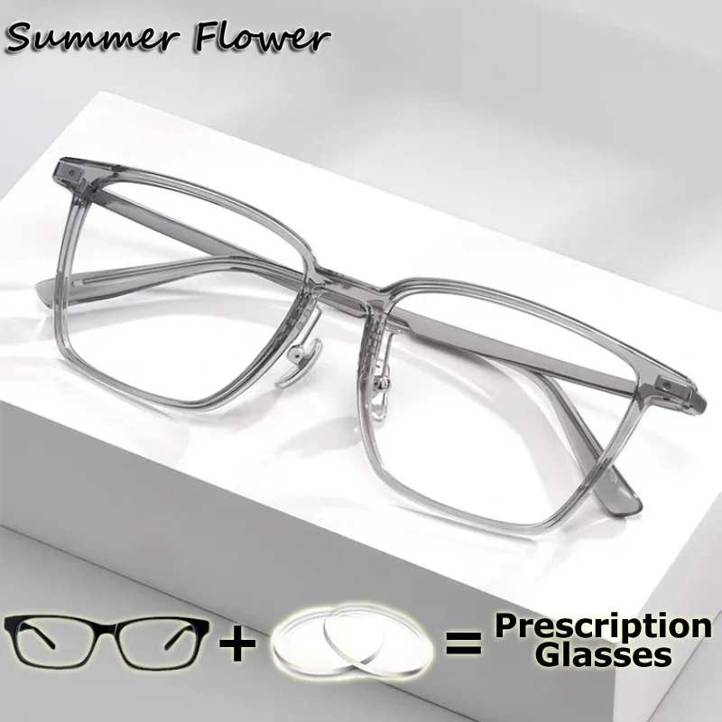 

Prescription Glasses Oversize Eyeglasses Frames Ultra Light 10g TR90 Titanium Wide Face Myopia Anti Blue Blocking Lenses