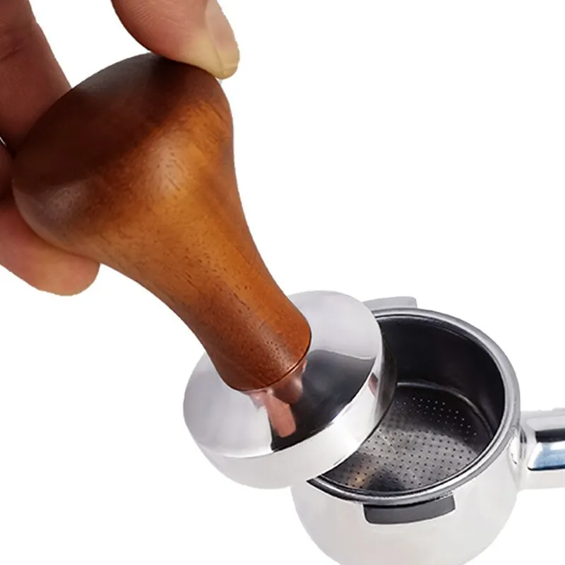 Portable 51mm 53mm 58mm Espresso Tamper Coffee Barista Flat Base Coffee Tampers With Wood Handle Home Kitchen Tools