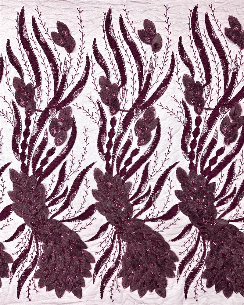 

African Nigerian High-Quality Elegant 3D Embroidered French Tulle Lace Fabric with Sequins for Party And Wedding