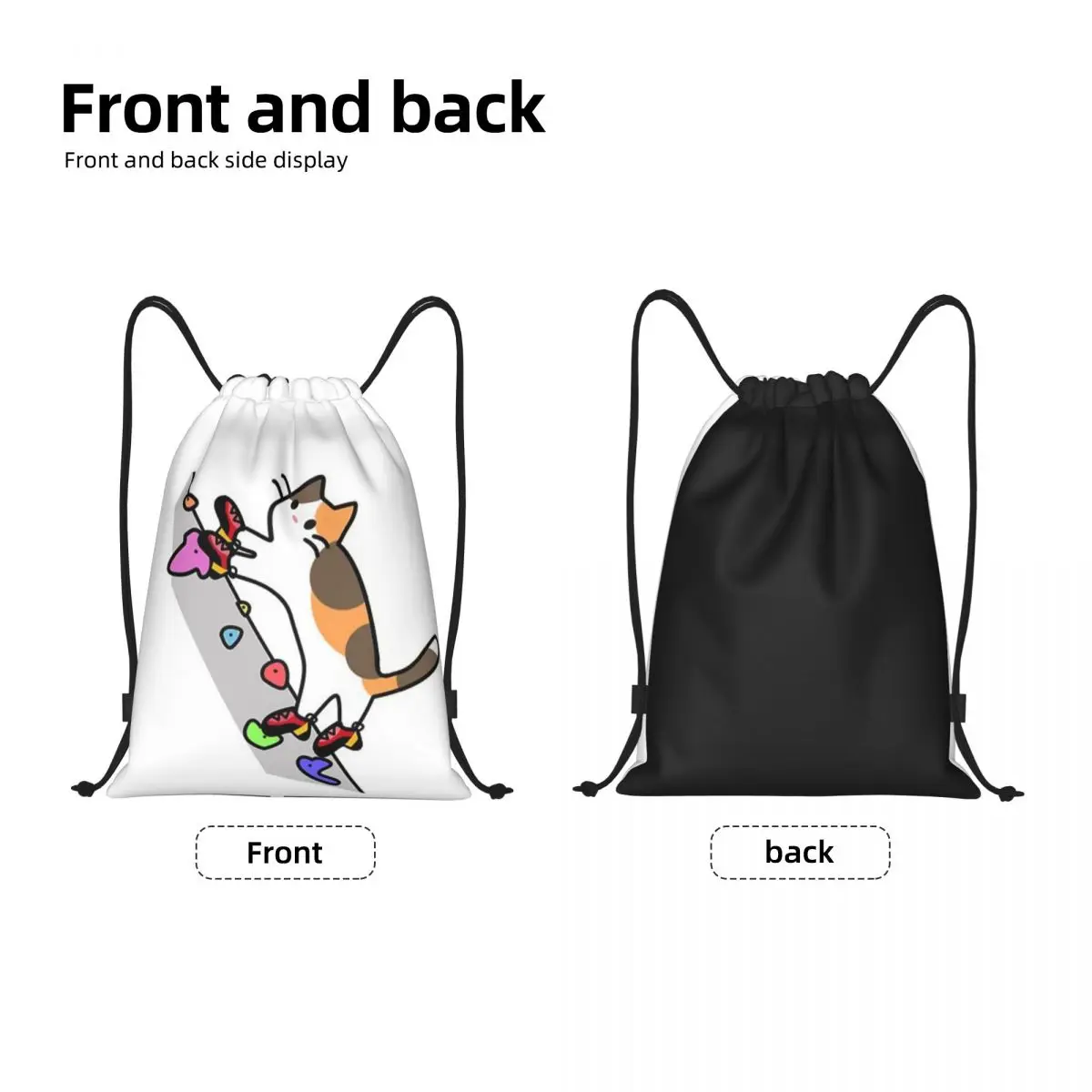 Custom Pies De Gato Drawstring Pocket Backpack New Travel Fitness Sports Large Capacity Waterproof Backpack