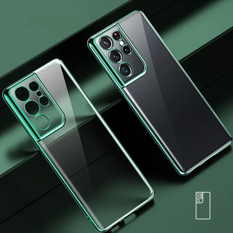 Luksusowe, przezroczyste etui z powłoką galwaniczną do Samsung Galaxy S25 S24 FE Ultra S23 Plus S22 S21 FE Przezroczysta silikonowa tylna obudowa — zdjęcie 7