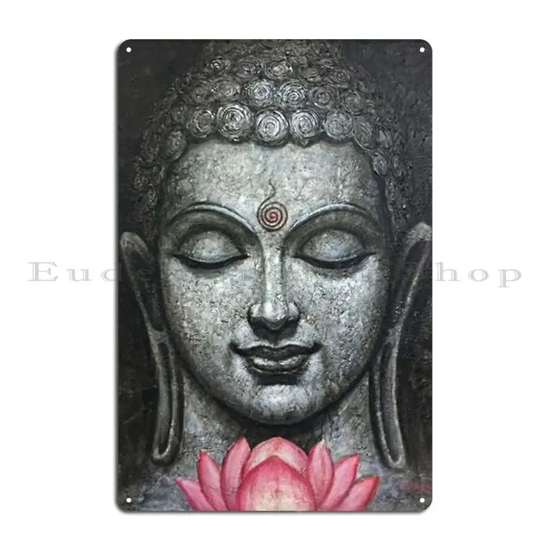 Boudha And The Lotus Flower Metal Sign Wall Decor Rusty Custom Wall Mural Wall Decor Tin Sign Poster