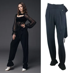 New Black Modern Dancing Pants For Women Ballroom Dance Pants Adults Latin Dance Performance Pants Stage Taining Wear SL9327