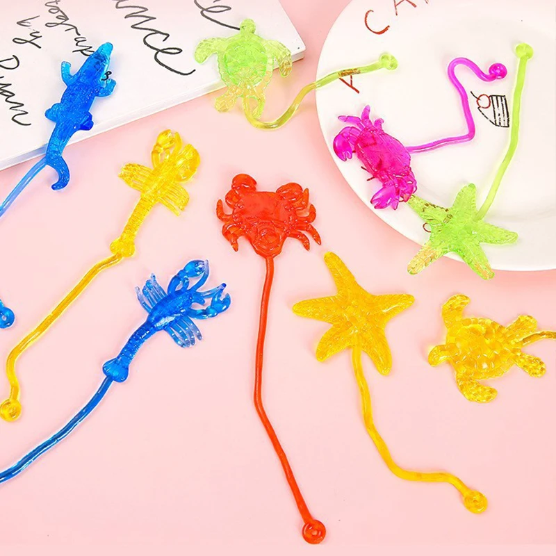 10-20pcs/bag Cute Ocean Animal Sticky Stretchable Sticky Toys Kids Birthday Gifts Party Favors Guest Gifts School Goodie Fille