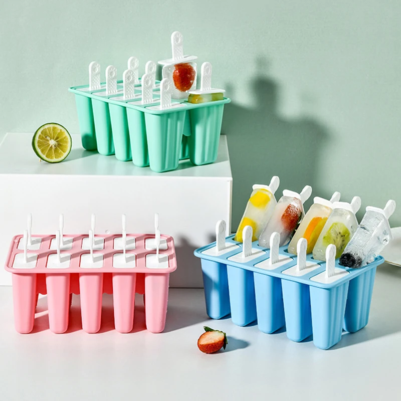 

Silicone Popsicle Molds 10 Pcs Popsicle DIY Molds BPA Free Food Grade Easy Release Ice Cream Maker Tray 10 Sticks Ice Pop Mould