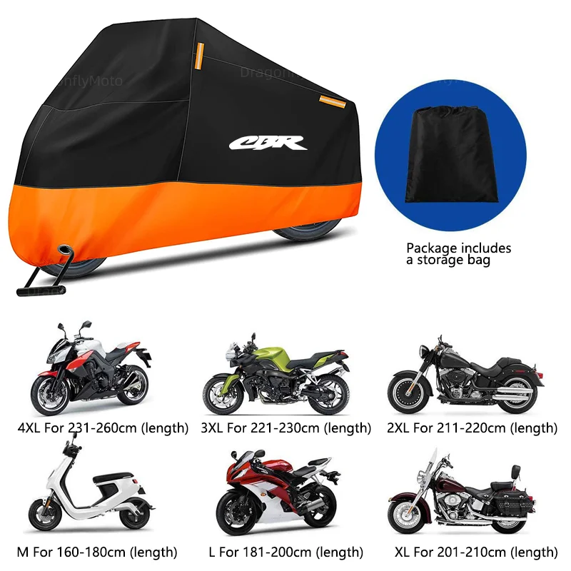 For Honda CBR 125R 600 650F/R 1100XX 1000F cbr 600 954 1000 RR 900RR Motorcycle Cover Waterproof Outdoor Scooter UV Protector