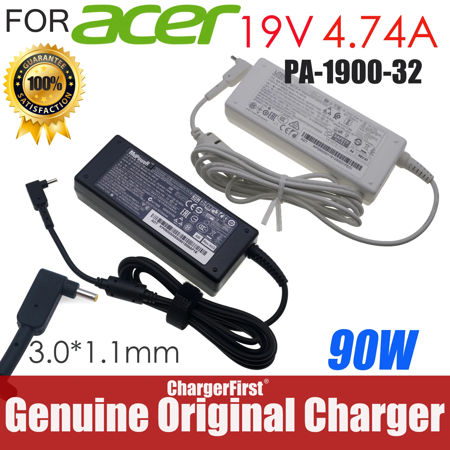 Genuine LiteOn PA-1900-32 19V 4.74A 90W 3.0x1.1mm for ACER Aspire V15 Nitro VN7-571 VN7-571G VN7-572 Power Supply AC Adaptor